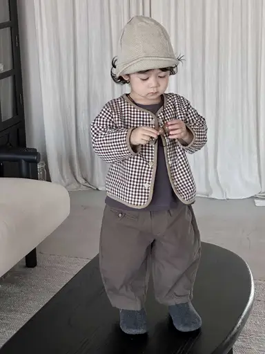 ブラウン チェック アウター