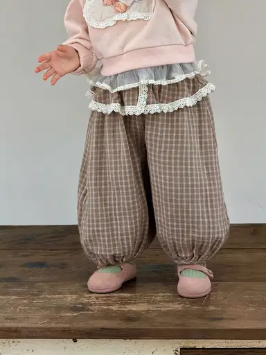 ブラウン チェック パンツ