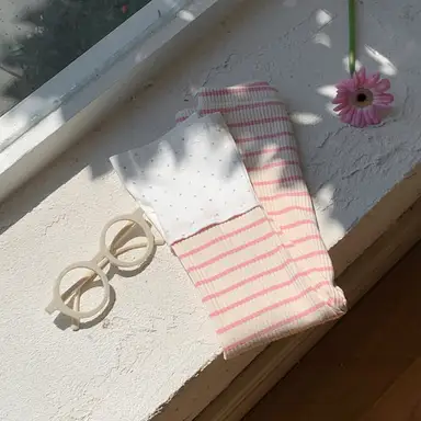 ピンク ストライプ レギンス
