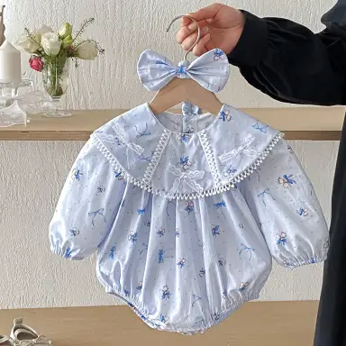 ブルー ロンパース
