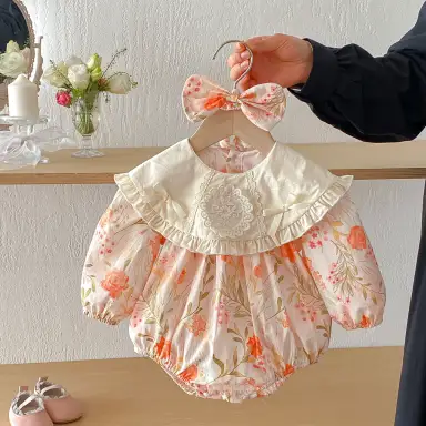 オレンジ ロンパース