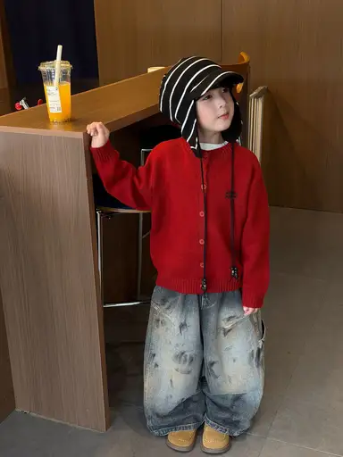 レッド カーディガン
