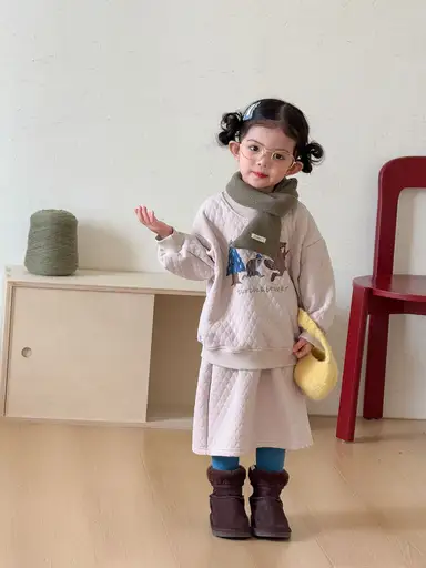 ベージュ トップス＋スカートセット