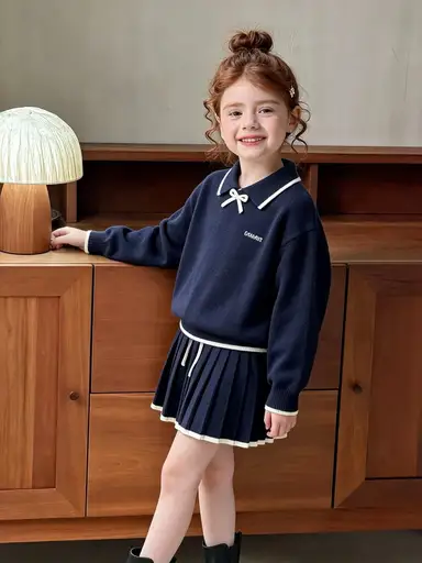 ネイビー トップス＋スカートセット