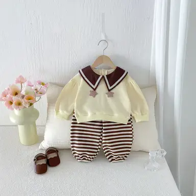 アイボリー トップス＋パンツセット