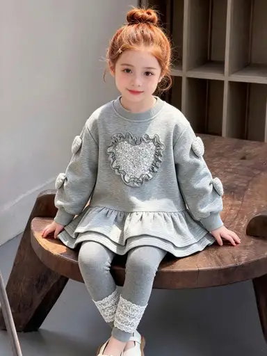 グレー ワンピース＋レギンスセット