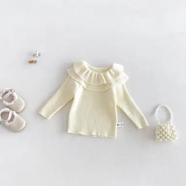 アイボリートップス + パープルロンパース