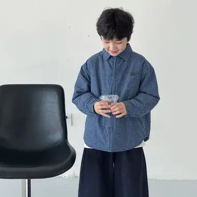 ブルー チェック シャツ
