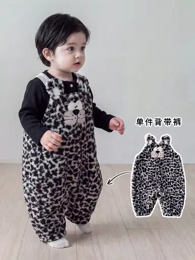 ブラウンレオパードロンパース