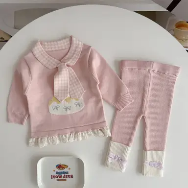 ピンク トップス＋レギンスセット