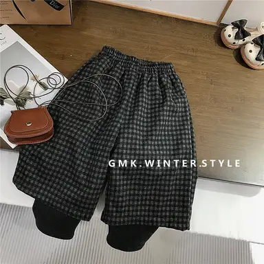 グレー チェック パンツ