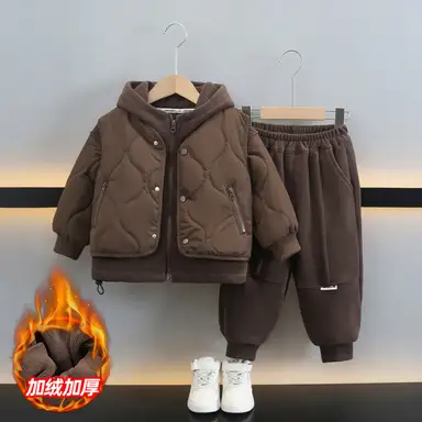 ブラウントップス＋アウター＋パンツセット