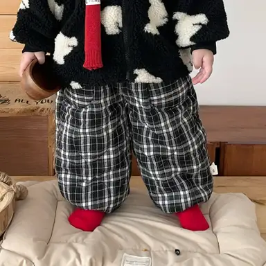 ブラック チェック パンツ