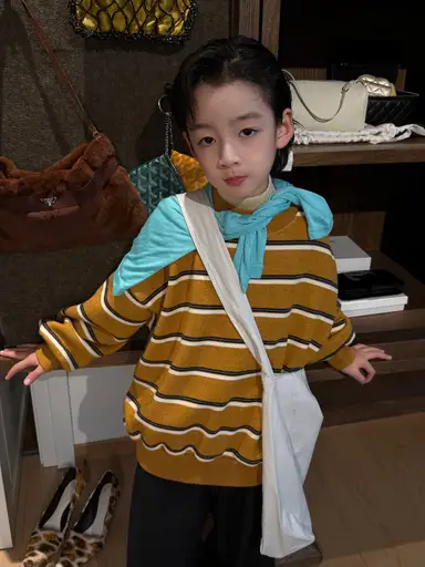 イエロー ストライプ トップス