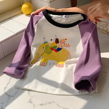 パープル 袖 トップス