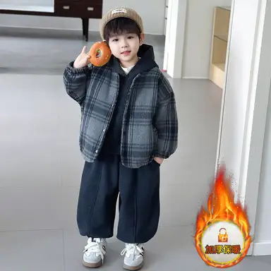 グレーチェックアウター＋上下セット