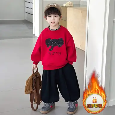 レッド トップス＋パンツセット