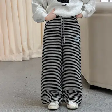 ブラック ストライプ パンツ