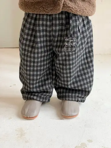 グレー チェック パンツ
