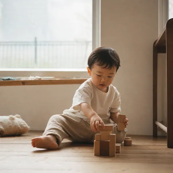 窓辺で遊ぶ子ども